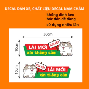 dán xe dành cho Lái Mới sticker dán xe dành cho xe ô tô, xe máy, xe điện-10x30cm 3028