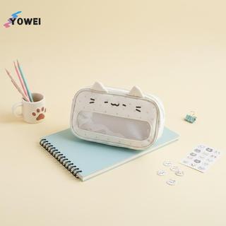 Túi văn phòng phẩm mèo con cửa sổ trong suốt YOWEI dành cho trẻ em và người lớn khi di chuyển VN