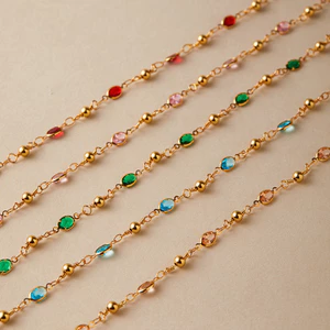 Vòng cổ chuỗi hạt Zircon đầy màu sắc sành điệu – Trang sức mạ vàng dành cho nữ