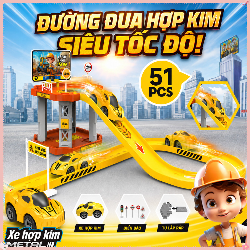 Đồ Chơi đường Ray Xe Công Trình – Nuôi Dưỡng Tư Duy Cho Trẻ, Chất Liệu Bền, đồ Chơi Phát Triển Trí Tuệ Toàn Diện