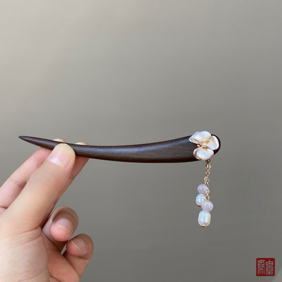 Kẹp Tóc WHX-13cm {Phalaenopsis} Kẹp Tóc Gỗ Mun Cổ Mới Kẹp Tóc Trung Quốc Tua Rua Kẹp Tóc