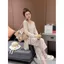 Bộ đồ thường ngày phong cách lười biếng dành cho nữ Mùa hè Phong cách mới Kem chống nắng dài vừa phải Thiết kế hàng đầu Quần thẳng chấm bi Bộ đồ hai mảnh