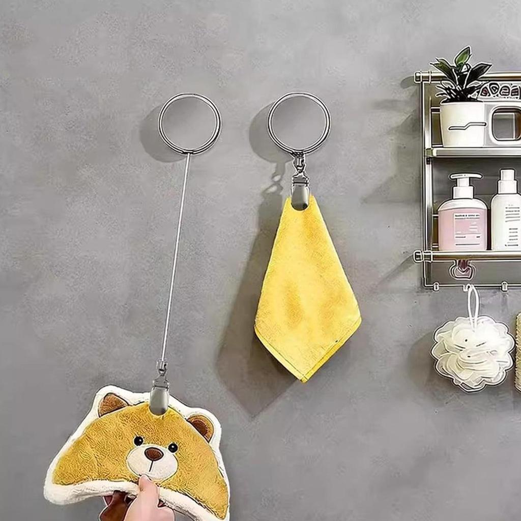 Kẹp Khăn Có Thể Thu Vào Cho Phòng Tắm Kim Loại Tự Dính Treo Tường Nhà Bếp Kẹp Khăn Cho RV Phòng Tắm Tủ Quần Áo mueadsyvn