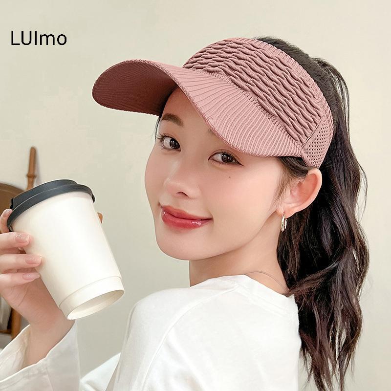 LUImo Mùa Hè Chống Tia UV Mũ Chống Nắng Nữ Rỗng Mũ Du Lịch Bãi Biển Thể Thao Ngoài Trời Tấm Che Mũ Dệt Kim Mũ Bóng Chày SBS