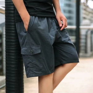 Quần short chở hàng màu trơn nhẹ mùa hè dành cho nam, Quần short thể thao dáng rộng cỡ lớn