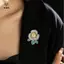 Kim cương giả lấp lánh thanh lịch cao cấp Camellia Trâm cài dành cho nữ Bộ đồ sang trọng Corsage Pin Phụ kiện trang sức dự tiệc văn phòng [Mina]