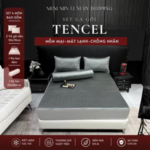 Bộ Ga Gối Lụa Thiên Tơ 4 món đệm 25cm Mềm Mại Mát Lạnh Như Băng Chống Nhăn Memminbedding Luxury