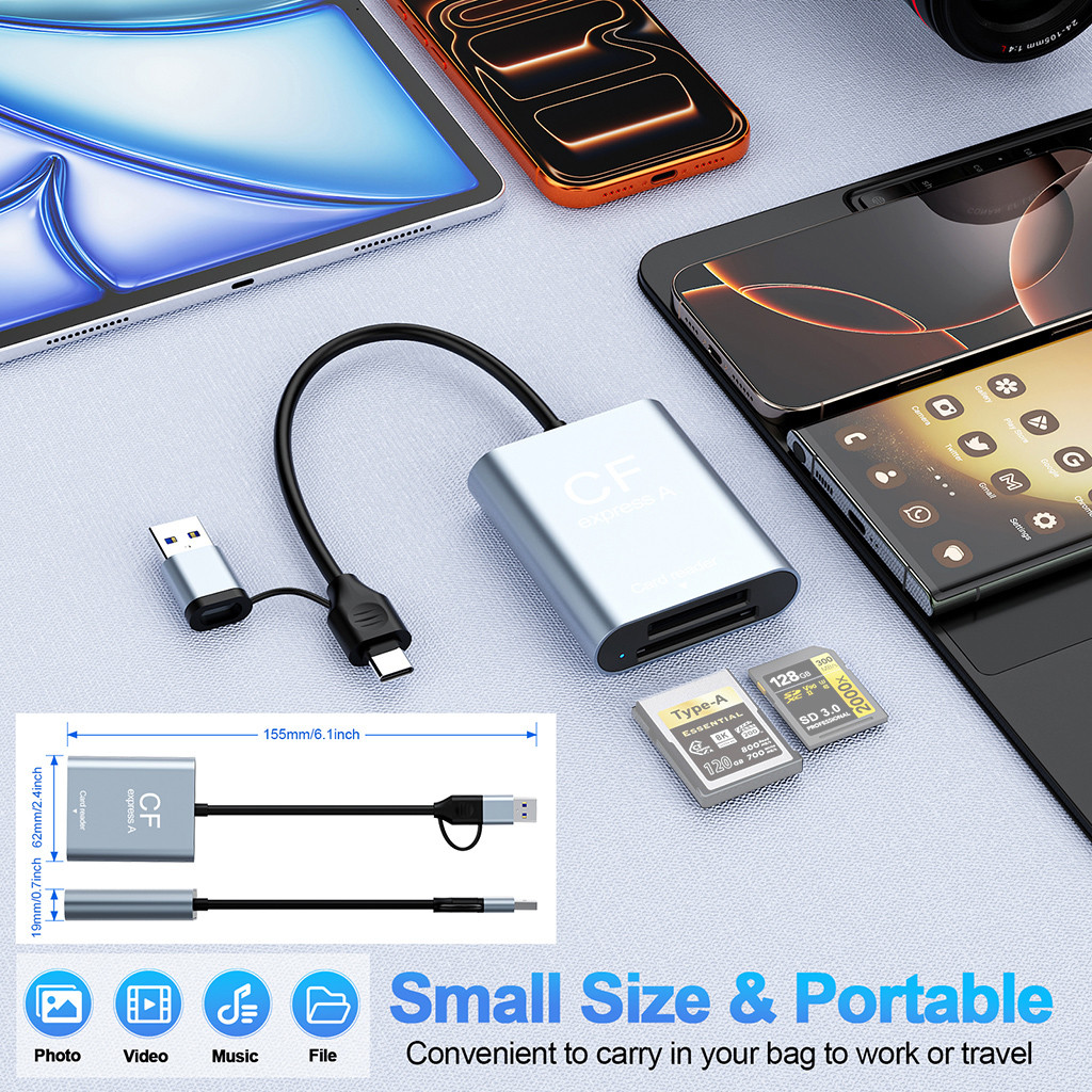 JMT CFexpress Loại A + Cổng Thẻ SD Đầu Đọc 2in1 Tương Thích USB 3.2 10Gbps Tốc Độ Cho Máy Tính Điện Thoại Thông Minh Máy Tính Bảng Chơi Game