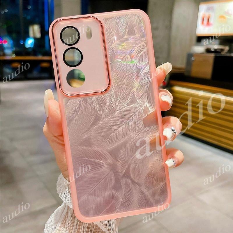 Ốp điện thoại lấp lánh lông vũ bằng Laser Realme P4x 5G 4G cho realme P4x P4 Lite Power RealmeP4x 5G với màng bảo vệ Camera đầy đủ Ốp lưng lông vũ trong suốt cho Realme P4X P4Lite 5G