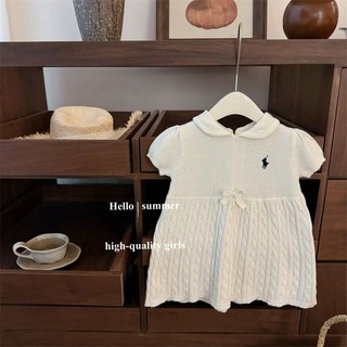 Bé Gái Preppy Phong Cách Thêu Cổ Búp Bê Dễ Thương Dệt Kim Đầm Công Chúa Bé Gái Mùa Hè Mỏng Dệt Kim Đầm