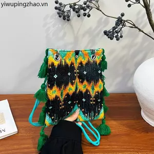 Phong Cách Dân Tộc Thêu Tua Rua Nhỏ Túi Vuông Nữ 2025 Phong Cách Mới Nhẹ Tất Cả Trận Đấu Một Vai Túi Di Động Hàng Ngày