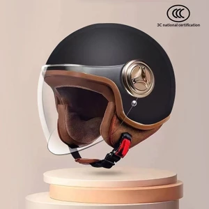 QMP Tiêu Chuẩn Quốc Gia Mới 3C Nửa Mũ Bảo Hiểm Pin Xe Điện Mũ Bảo Hiểm Unisex Harley Đầu Màu Xám Thời Trang Có Thể Tháo Rời Bảo Vệ Tai Thu Đông W