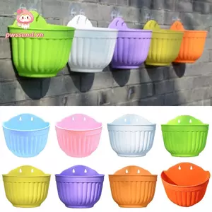 Chậu nhựa PWSEND, Chậu hoa đầy màu sắc DIY, Giá treo tường bán nguyệt bền bỉ Vườn nhà