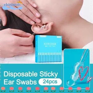 EBINLANDS 24 Cái / hộp Nĩa Tai Dùng Một Lần, Nĩa Tai Dính Silicon Mềm, Dụng Cụ Tẩy Sáp Tai Sử Dụng Tại Nhà
