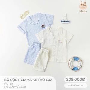 BỘ CỘC PYJAMA KẺ CHẤT LIỆU THÔ LỤA [ SIÊU MỀM, MÁT, MỊN CO DÃN VÀ THẤM HÚT TỐT] SZ 6M -4Y (HCT59)