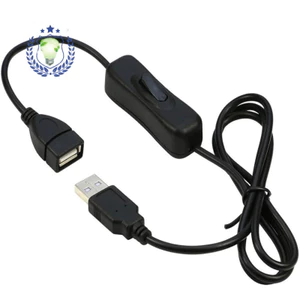 Cáp nối dài USB màu đen QHNS có công tắc Cáp điều khiển USB Male sang bus Cáp dữ liệu 2 lõi dài 1m