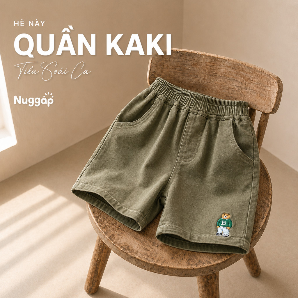 Quần Short Bé Trai Quần Kaki Bé Trai Lưng Thun Vải Kaki Mềm Mịn BRO Still Man