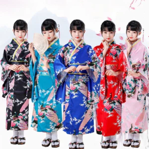 ✿ Nhật Bản Kimono Trang Phục Truyền Thống Cho Trẻ Em Bé Gái Bé Trai 3-12 Tuổi Quốc Gia Liên Hợp Quốc Sự Kiện Đầm