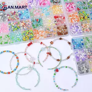 AN.MART 12 / 24 Lưới Siêu Hỗn Hợp Màu Thủy Tinh Hạt Cơm Bộ Hạt Rời Handmade DIY Vòng Tay Nelace Đính Hạt Chất Liệu Phụ Kiện Trang Sức VN