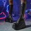 Cyberpunk Nhưng Đầu Gối Nêm Gót Muffin Mỏng Martin Giày Bốt Punk Nữ Dây Xích Ngôi Sao Đế Dày Giày Cao Cấp