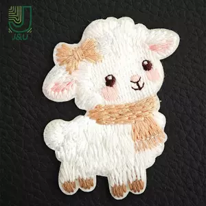 4 Miếng vá thêu cừu trắng tự dính DIY trang trí cho máy tính bảng Phụ kiện vỏ điện thoại di động Quà tặng trẻ em