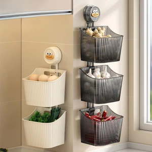 Hộp Bảo Quản Hàng Sẵn Có Treo Tường Không Đục Lỗ Kệ Nhà Bếp Gừng Tỏi Gừng Gia Vị Tỏi Giỏ Bảo Quản Tỏi Trong Suốt Nhiều Ngăn Hộp Bảo Quản Đa Năng