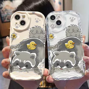 Ốp Lưng Cho OPPO Reno 15 14 13 12 11 10 Pro 8 6 15F 14F 13F 8Z 7Z 6Z A6X A3X A5i A17K A16K A16E A15S A12E Kem gợn Sóng Cong Edge Motif Dễ Thương Gấu Trúc NYK304