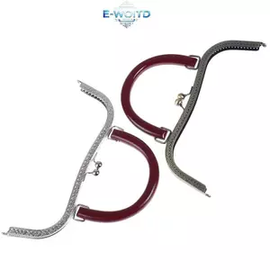 E-WOITD 27cm Gỗ Khung Kim Loại Kiss Khóa Cho Tay Cầm Túi Ví Phụ Kiện DIY Handmade E-WOITD