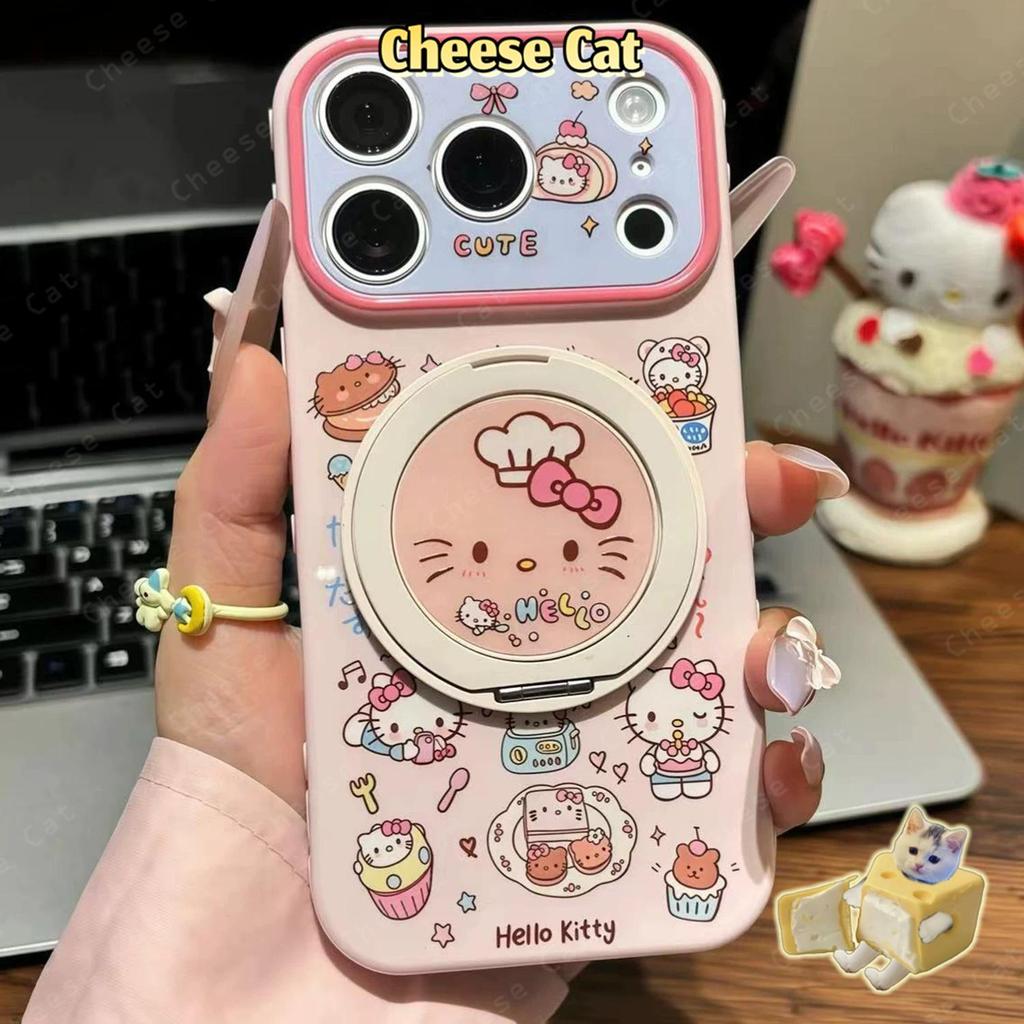 360 Độ Giá Đỡ Điện Thoại Đầu Bếp Kitty Ốp Điện Thoại Cho iPhone Dành Cho iPhone 14 13 12 11 15 Plus 16 17 Pro Max