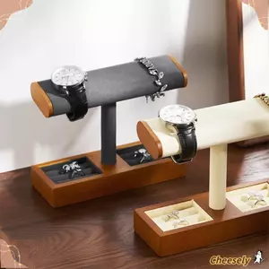 Giá đỡ trưng bày đồng hồ CHEESELY, Bộ sưu tập đồng hồ Giá đỡ đồng hồ bằng gỗ nguyên khối, Giá đỡ đồng hồ tổ chức trang sức T-Bar đa năng cho mặt bàn