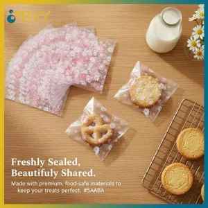 BVY Rõ Ràng Tự Dính Túi Bánh Quy 100 Chiếc Hoa Thiết Kế Bông Tuyết Kẹo Bánh Nougat Túi Đựng Đồ Dùng Tiệc Làm Bánh.