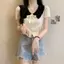Áo len dệt kim màu tương phản nơ ngọt ngào kiểu Pháp Phiên bản ngắn giản dị mỏng hơn Nhìn tất cả @ -