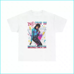 SY3 Bad Tour 88 Michael Jackson Tee Retro 80s Concert Nhật Bản Thiết Kế Áo Thun cotton Dày YS3