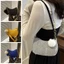 Túi xách nách CQCJ, Túi đeo vai nữ nỉ vuông nhỏ, Thiết kế thời trang Mini với Pom Poms Ví vuông nhỏ Quà tặng