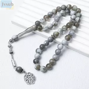 Dây tay cầu nguyện JVSUB, Mặt dây chuyền bạc xoay được 10mm Vòng đeo tay hạt Acrylic, Vòng đeo tay chuỗi Mân Côi mô hình sáp ong giả Unisex Sử dụng hàng ngày