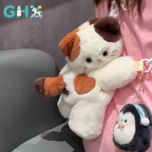 GHX Túi đeo chéo mèo sang trọng dễ thương Túi đeo vai cho chó mềm Nhẹ có dây đeo có thể tháo rời Túi động vật thêu cho nữ Quà tặng VN