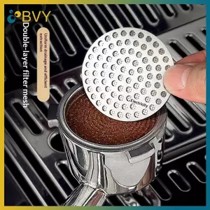 BVY 51 / 53 / 58mm Màn hình Pu cà phê tái sử dụng bằng thép không gỉ 316 Bộ lọc cà phê hai lớp Lưới mịn Phụ kiện Espresso chuyên nghiệp.