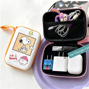 Dễ Thương Chó Nhỏ Dữ Liệu Cáp Bảo Quản Túi Di Động PU Chống Thấm Nước Son Môi Trang Điểm Túi Tai Nghe Túi Đựng Mỹ Phẩm Mini