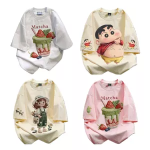 Áo phông form rộng oversize tối giản phong cách họa tiết Matcha và trái cây Quả dâu Tây