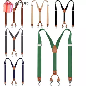 GAVESTO Nẹp Treo, Hình Chữ Y Có Thể Điều Chỉnh Dây Đeo Kẹp Da Bò Treo, Retro Chiều Rộng 2.5cm 4 Móc Cưới Quần Dây Thắt Lưng Nam Nữ