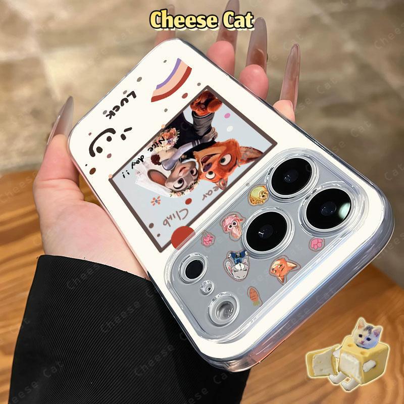 cho Zootopi Ốp điện thoại bảo vệ toàn diện ống kính Fox Rabbit cho iPhone 13 14 Xs XR 11 12 15 Plus 16 12 11 17 Pro Max