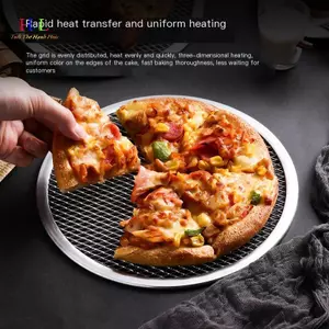 HL 8-13Inch Có Thể Tái Sử Dụng Không Sti Pizza Màn Hình Chảo Liền Mạch Hợp Kim Nhôm Lưới Máy Nướng Dụng Cụ Nhà Bếp Bánh Pancake Tròn Pizza Bánh Ngọt Khay LMWU