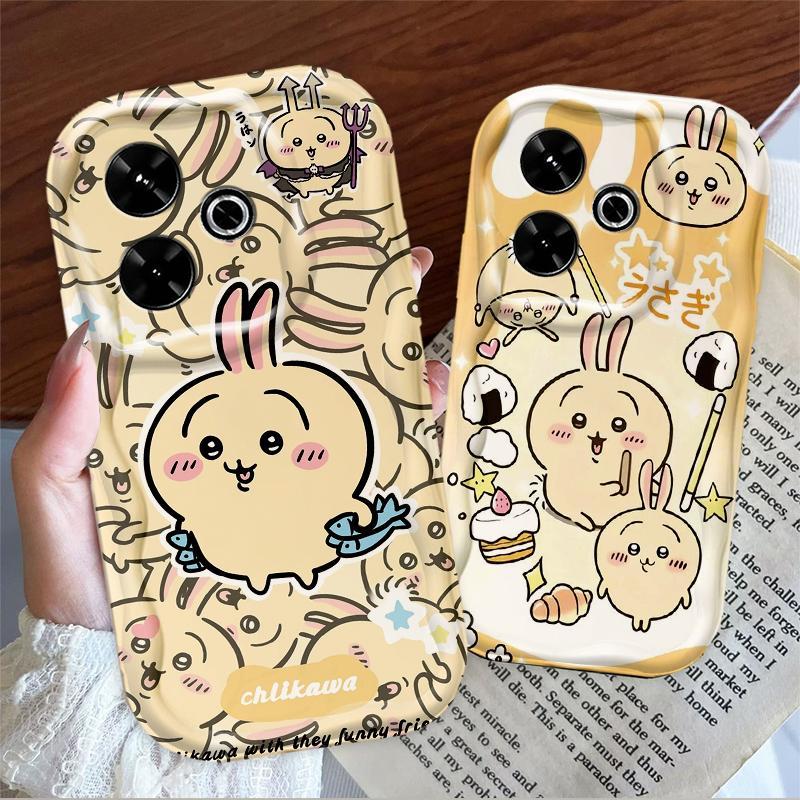 Thích hợp cho Redmi 13 12 POCO M6 4G 3D Wave TPU mềm Phim hoạt hình Chii Kawa Usagi Vỏ điện thoại chống sốc