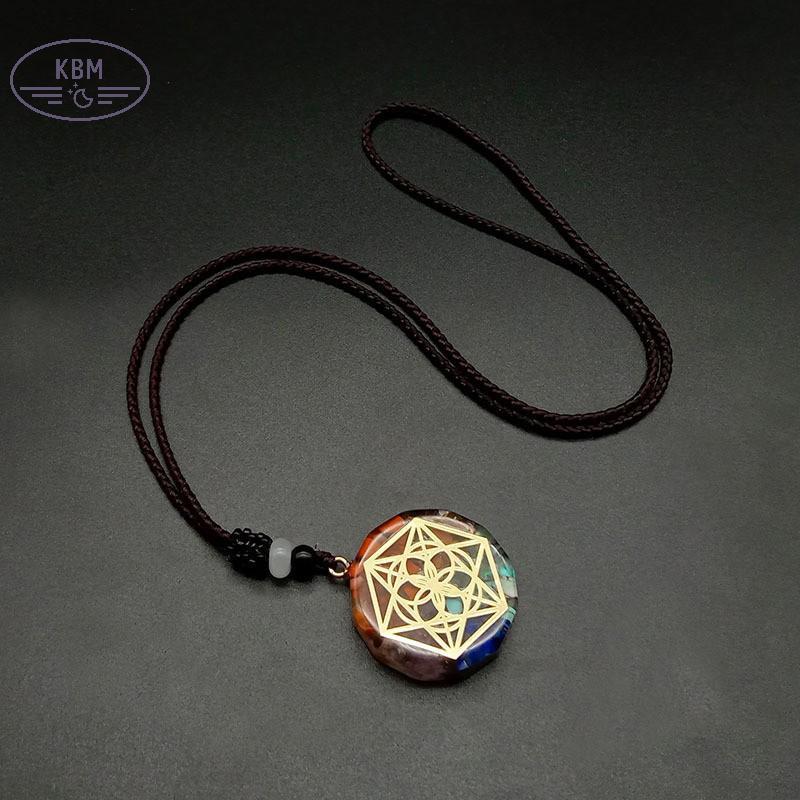 KBM Máy Phát Điện Năng Lượng Bùa 7 Luân Xa Mặt Dây Chuyền Nelace Orgonite Thiền Cân Bằng Emf Bảo Vệ Ne Dây Xích Trang Sức FSSG