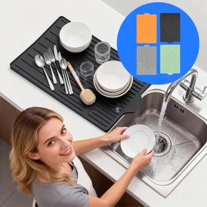 Cc Thảm sấy nhà bếp bằng silicon Đế chịu nhiệt và chống trượt cho bát đĩa