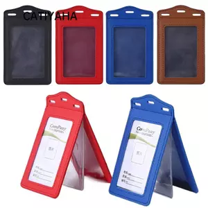 Hộp đựng thẻ ID CATIYAHA, trong suốt có khe cắm thẻ giữ huy hiệu, Hộp đựng thẻ da PU gấp ba lần bền bỉ cho thẻ tên ID Thẻ tên doanh nghiệp Thẻ ID sinh viên