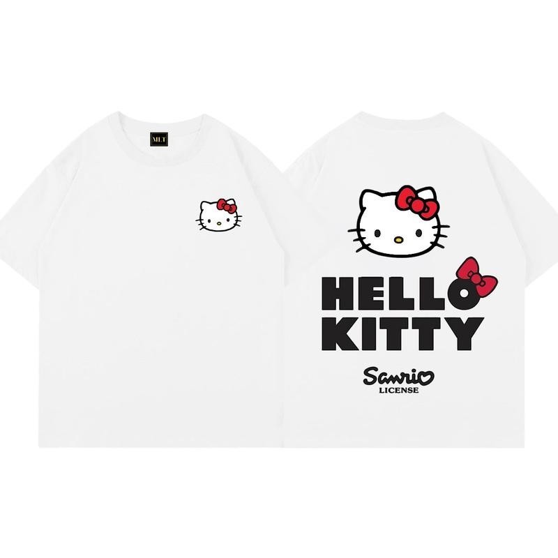 （Giao hàng 24h）Angela Áo Hello Kitty áo phông cotton, form suông rộng phong cách trẻ trung -Top women, Women's T-shirts