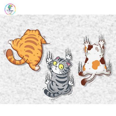(SET 3 CON MÈO CÀO) Miếng dán xe Sticker chống nước mèo vui nhộn dán trang trí ô tô xe máy, cửa kính, bàn tủ tường...