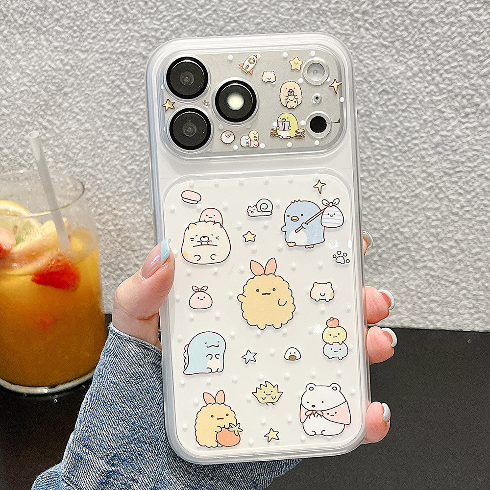 Ốp điện thoại Acrylic mờ chuỗi động vật hoạt hình 2 trong 1 cho iPhone 17 Pro Max 16 15 14 Vỏ bảo vệ chống sốc