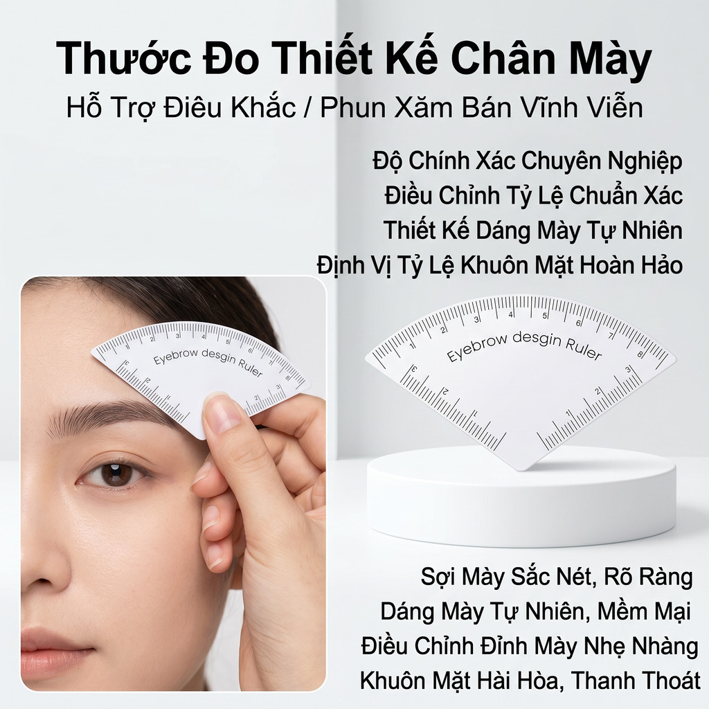 Thước đo chân mày tỷ lệ vàng dành cho người mới học phun xăm Thước vẽ kẻ chân mày, Tạo dáng chân mày